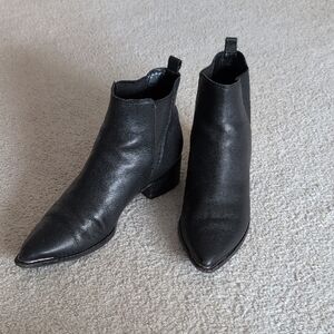 Marc Fisher Black Pointed Leather Ankle Booties